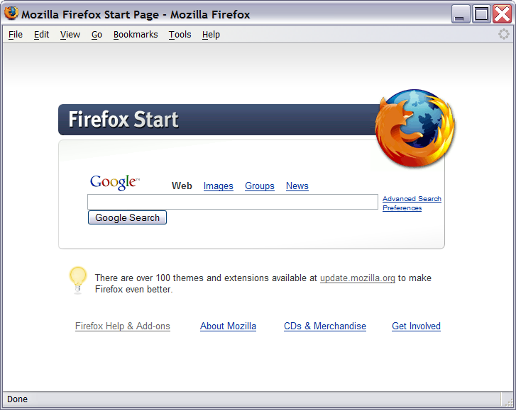 Mozilla FireFox Googlestart