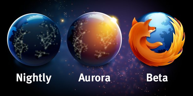 Mozilla Nightly and Aurora Aurora-nighly-beta-logos