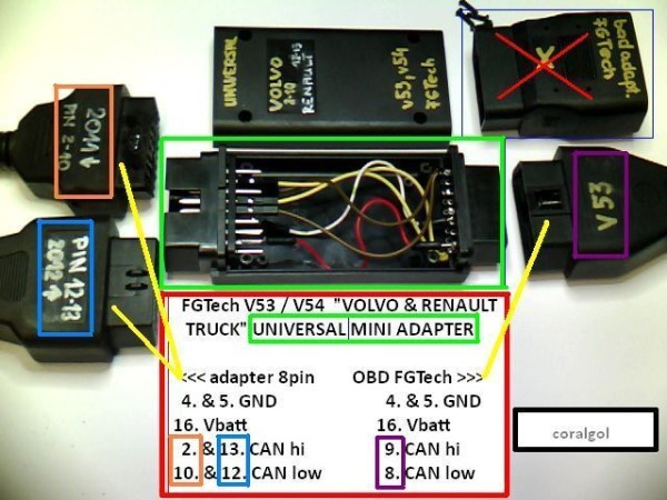 FGTech V54 read & write LUCAS 1708 to 2005 FGTech_pinout_Volvo_Reault_adapter-600x450