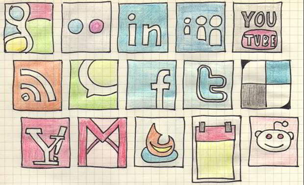 [Download] 65 Pacotes de icones gratuitos de Redes Sociais Free-social-networking-hand-drawn-doodle-icon-set