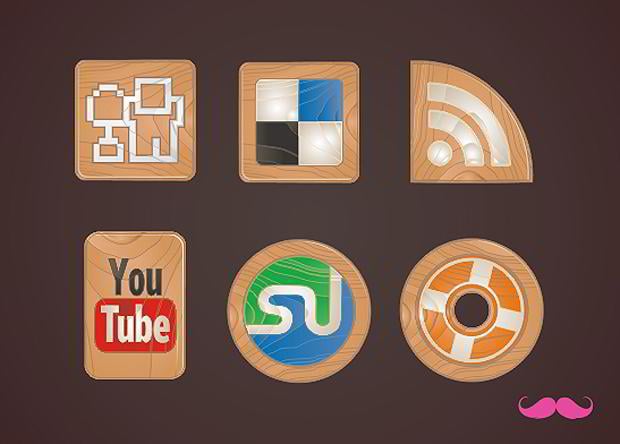 [Download] 65 Pacotes de icones gratuitos de Redes Sociais Social-Icons-Made-of-Wood