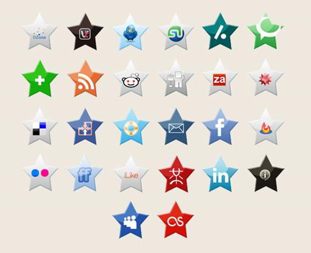 [Download] 65 Pacotes de icones gratuitos de Redes Sociais Social-Media-Stars-Icon-Set