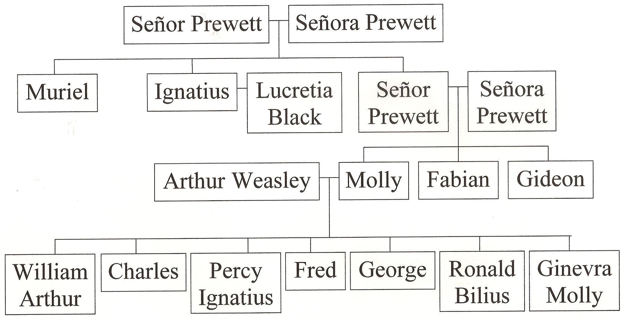 GENEALOGIA DE LOS PERSONAJES DE HARRY POTTER Arbol-genealogico-de-los-prewett