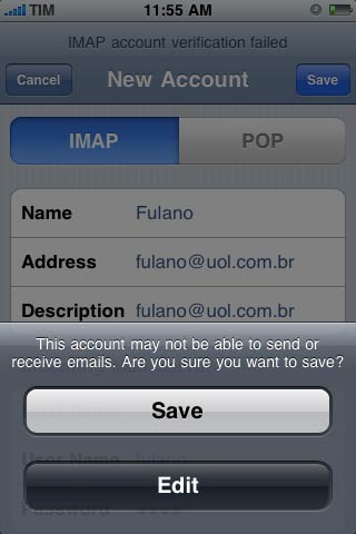 Como Configurar Mail no iPhone. Imap-iphone-8