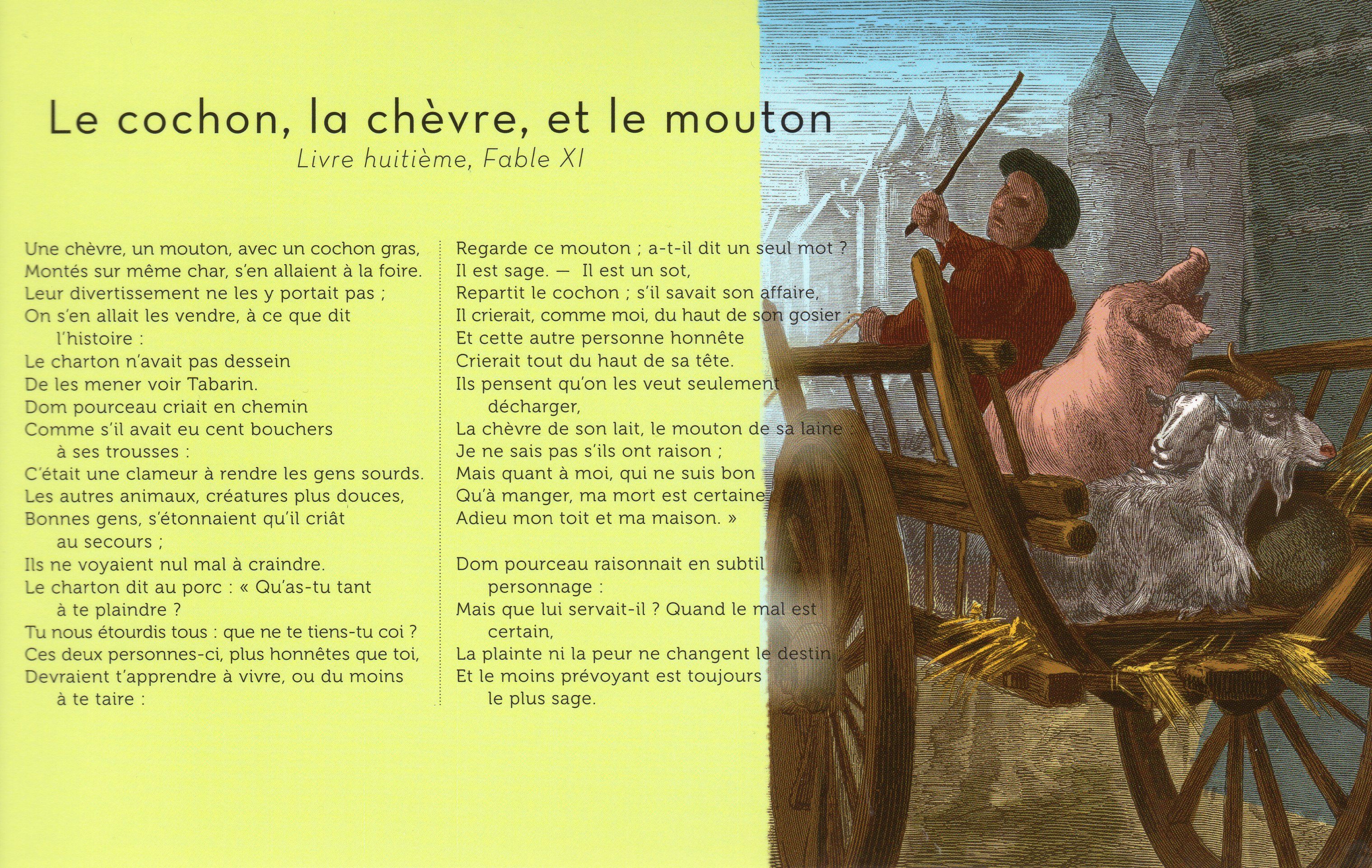 "Le cochon, la chèvre, et le mouton" Jean de La Fontaine+ autres 44fee093