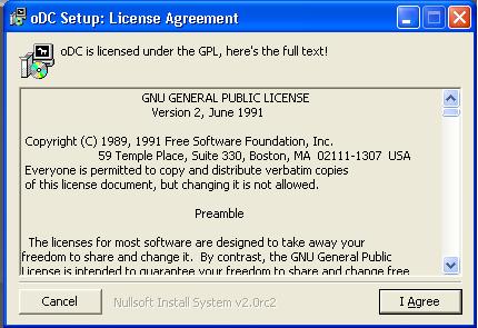 oDc download ODC_license_agreement