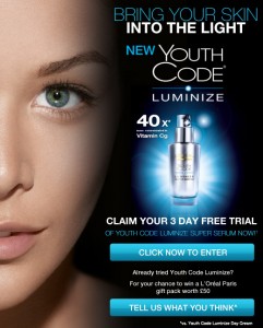 Amostra L'oreal uk - Creme Youth Code - EnterTab-241x300