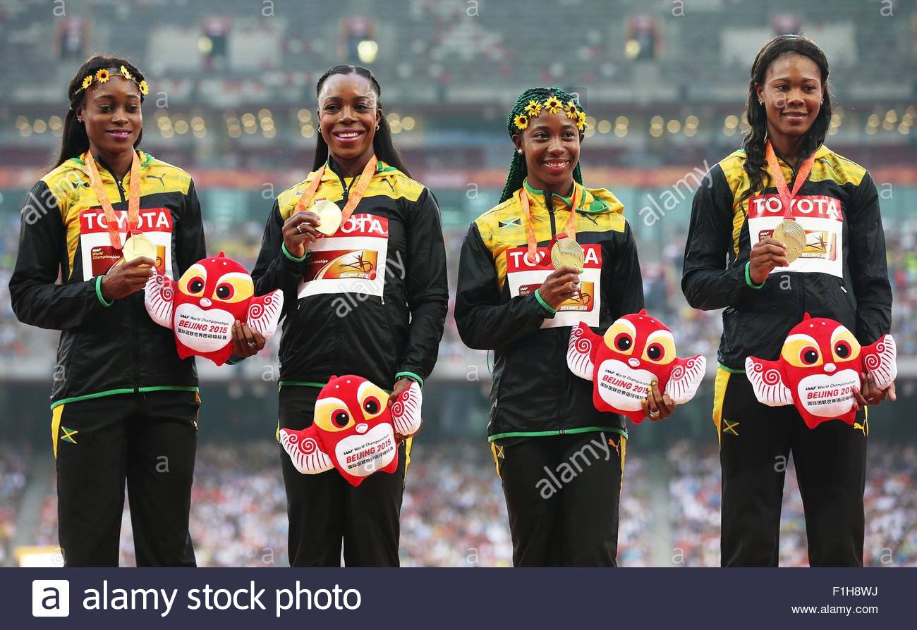 ¿Cuánto mide Shelly-Ann Fraser Pryce? - Altura - Real height Epa04905021-jamaicas-from-left-elaine-thompson-veronica-campbell-brown-F1H8WJ