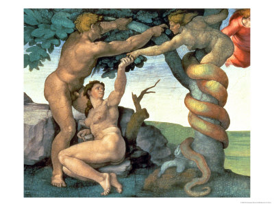 Indécence et scandale ? Michelangelo-buonarroti-plafond-de-la-chapelle-sixtine-1508-12-la-chute-de-l-homme-1510-fresque-apres-restauration