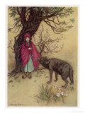 رسومات رهيبه Warwick-goble-little-red-riding-hood-meets-the-wolf-in-the-woods