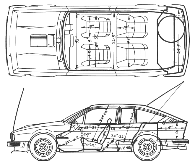 Dessins techniques Alfa-romeo-alfetta