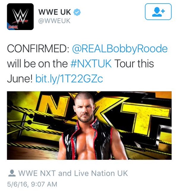 [Spoiler NXT] La WWE spoile une surprise Bobby_Roode_tweet_NXT