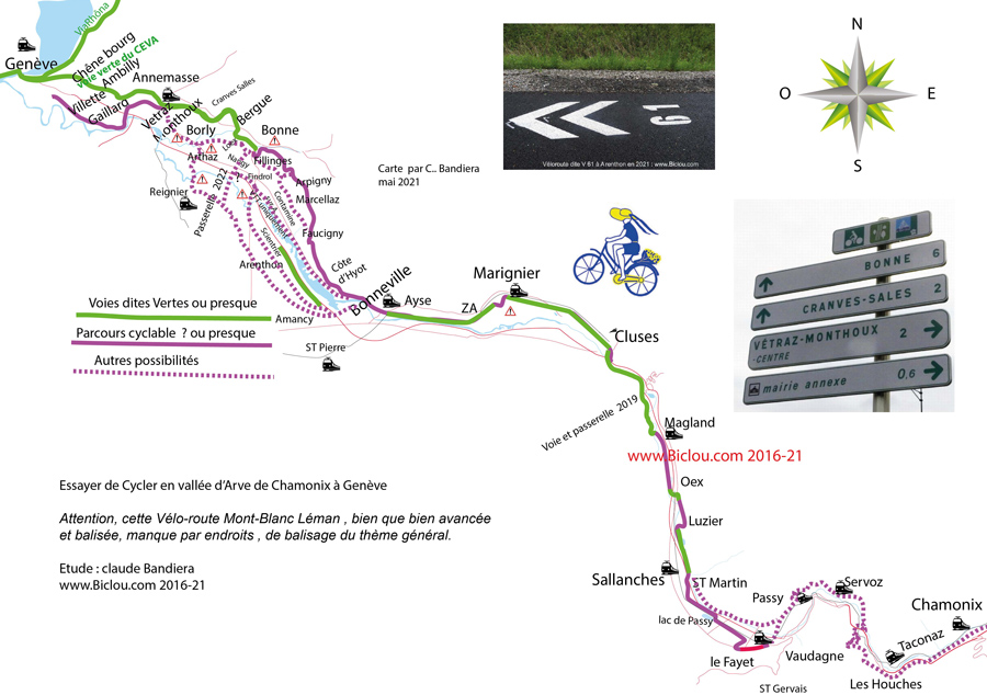 Cycler en Haute Savoie: véloroutes V61, V62, V63 et routes vertes Kd