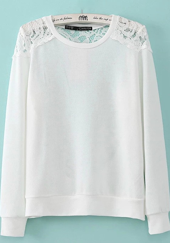  jṳṠṮ ḠḭṙḶṠ - صفحة 3 White-patchwork-lace-long-sleeve-knit-sweater