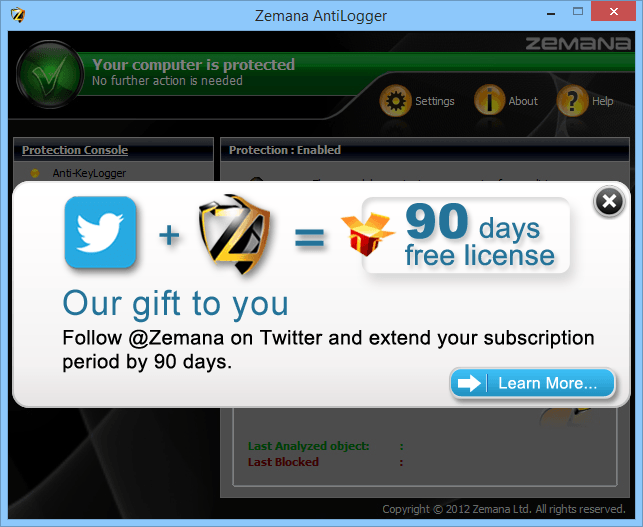 Zemana AntiLogger for free for 90 days Zemana_2