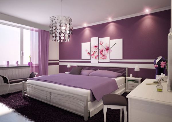 خذني اليك اغفي بين يديك Contemporary-bedroom-in-white-with-purple-accents