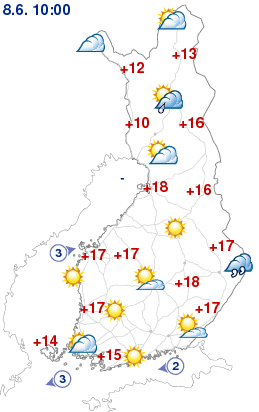 météo en Finlande Finland-weather-observations-map