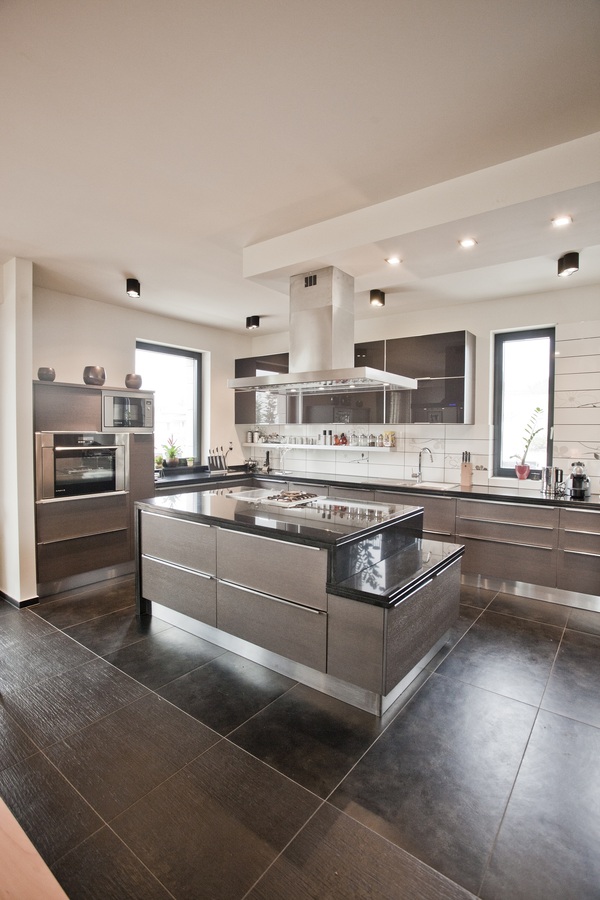 Home of Flemming. Gray-black-kitchen-island