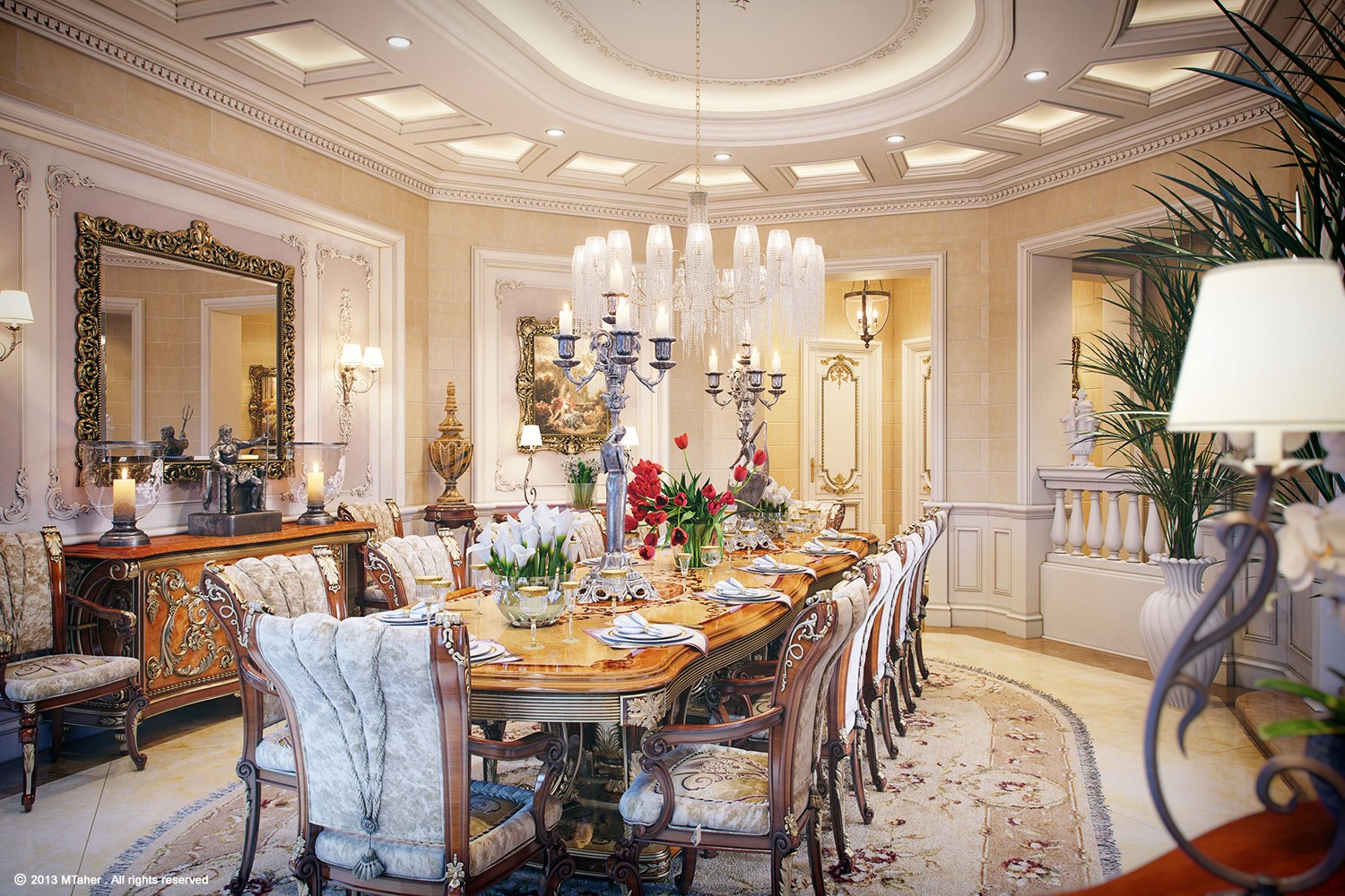 افخم تصميمات غرف السفرة لعام 2015 . روعة جدا  Luxury-villa-dining-room-3