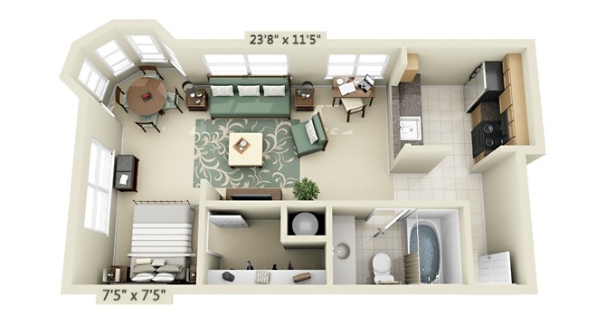 [Lakeview] To be Human (Hannah) Small-studio-apartment-floor-plans