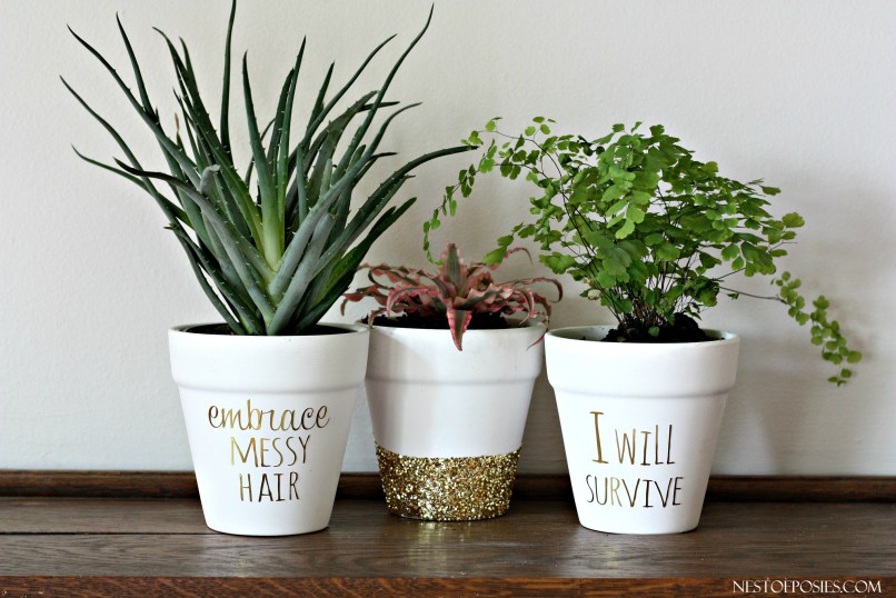 Want To Decorate Your Flower Pots? Try These Ideas! Golden-glitter