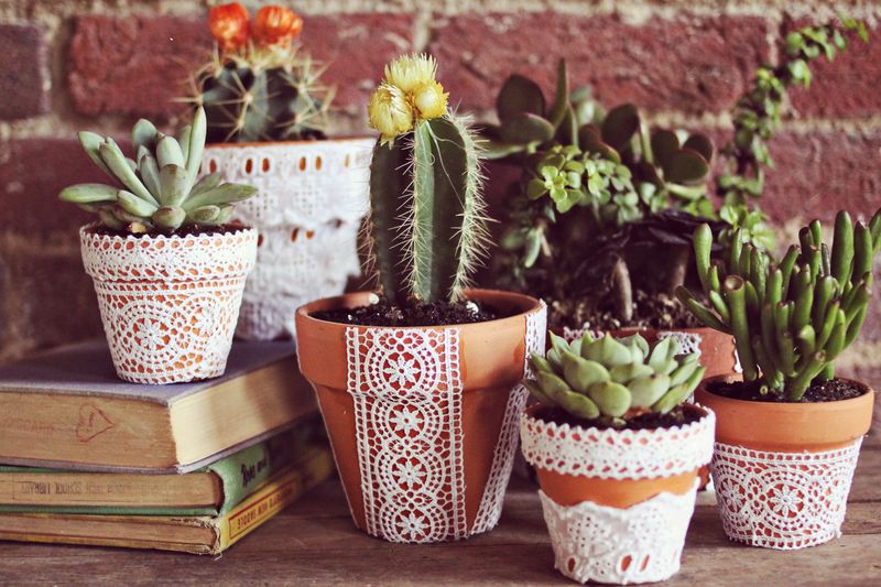 Want To Decorate Your Flower Pots? Try These Ideas! Lace