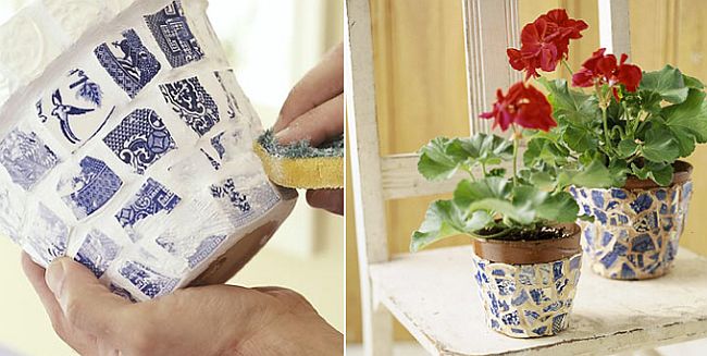 Want To Decorate Your Flower Pots? Try These Ideas! Mosaic-Look