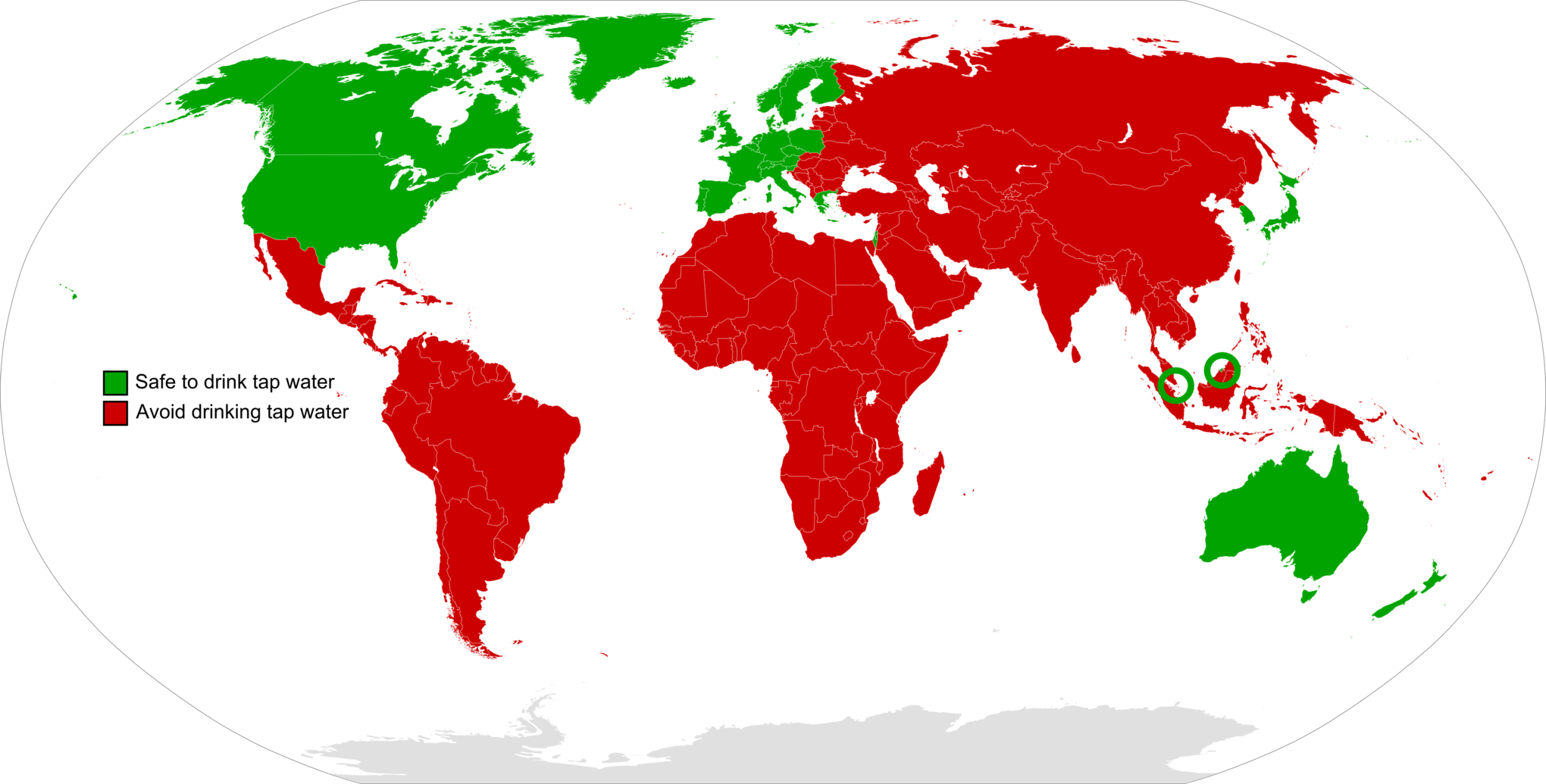 Mapa con los lugares del mundo donde no debes beber agua del grifo XHRKVhA-1