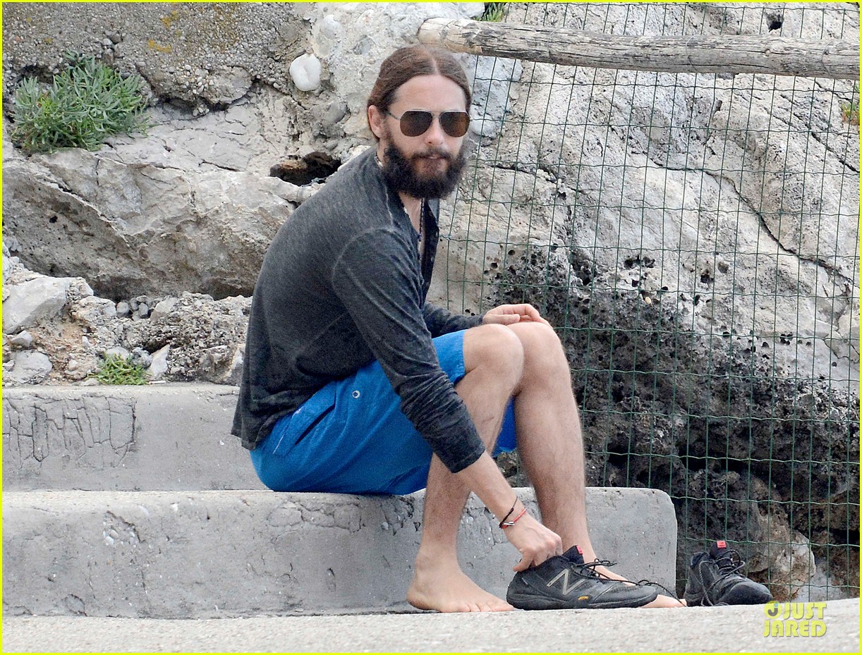 Jared Leto. Jared-leto-makes-a-big-splash-by-going-shirtless-35