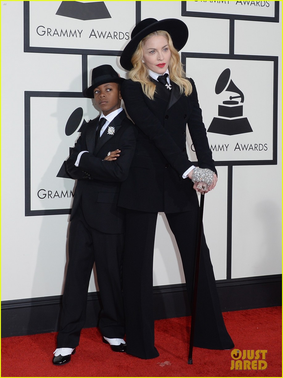 2014 Grammy Awards Madonna-grammys-2014-red-carpet-with-son-david-05