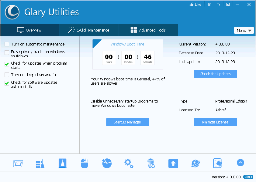 Glary Utilities Pro gratuit (100% de réduction)$ 39,95 Gratuit ! 2013-12-24_155442