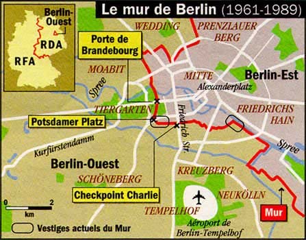 Le Mur de Berlin Carte-mur