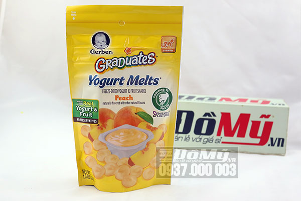 Bánh Sữa Chua Khô dành cho trẻ ăn dặm Yogurt Melts Gerber 3 hương chuối, đào, dâu 28g giúp bé ăn ngo 2(6)