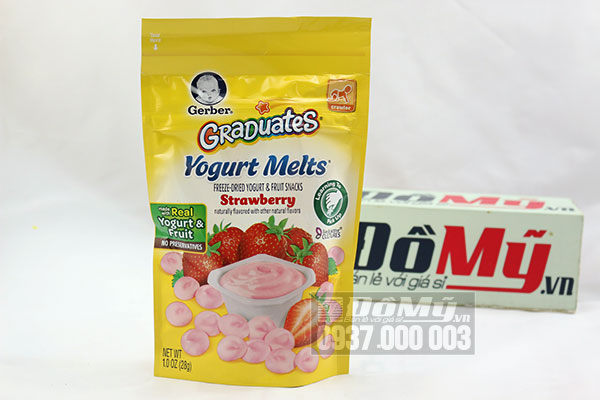 Bánh Sữa Chua Khô dành cho trẻ ăn dặm Yogurt Melts Gerber 3 hương chuối, đào, dâu 28g giúp bé ăn ngo 3(6)