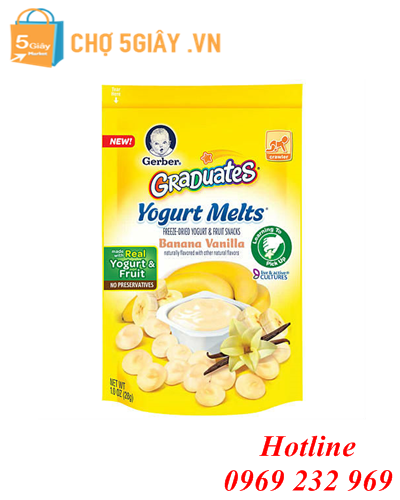 Bánh Sữa Chua Khô dành cho trẻ ăn dặm Yogurt Melts Gerber 3 hương chuối, đào, dâu 28g giúp bé ăn ngo B%C3%A1nh%20S%E1%BB%AFa%20Chua%20Kh%C3%B4%20Yogurt%20Melts%20Gerber%203%20c%E1%BB%A7a%20M%E1%BB%B9%2028g