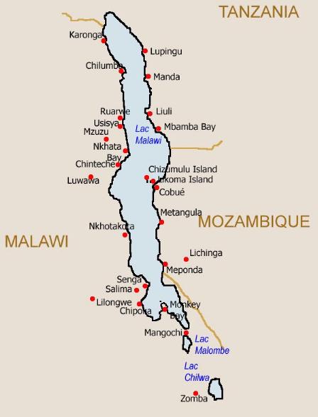 Lac Malawi (Afrique de l'Est) Malawi.carte