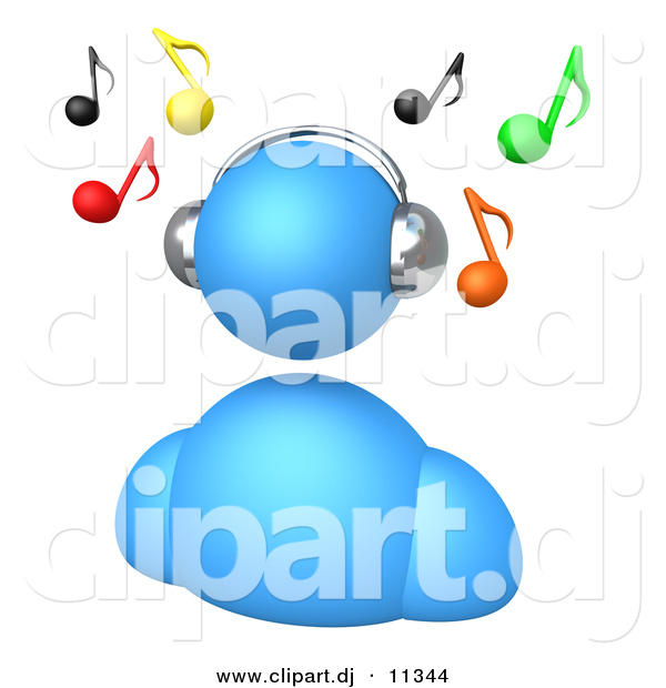 Images de nombres - Page 31 3d-clipart-of-a-blue-avatar-listening-to-music-by-3pod-11344