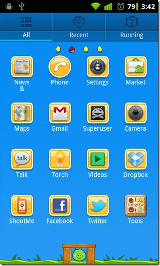 Recopilación Go Launcher Ex Español. Themes y Aplicación. Angry-Birds-Theme-App-Drawer