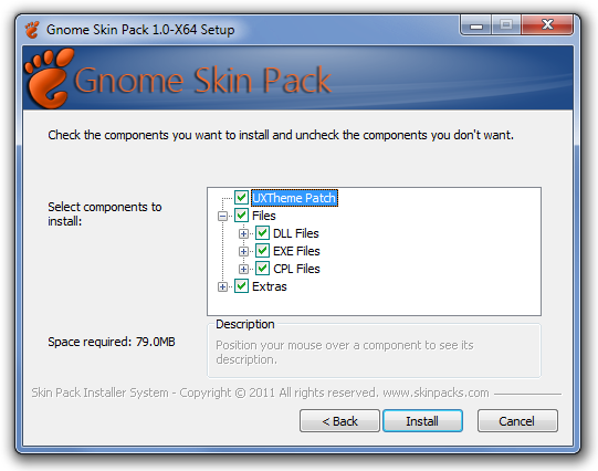 Biến Windows 7 thành Linux với Gnome Skin Pack Gnome-Skin-Pack-1.0-X64-Setup-Compnents