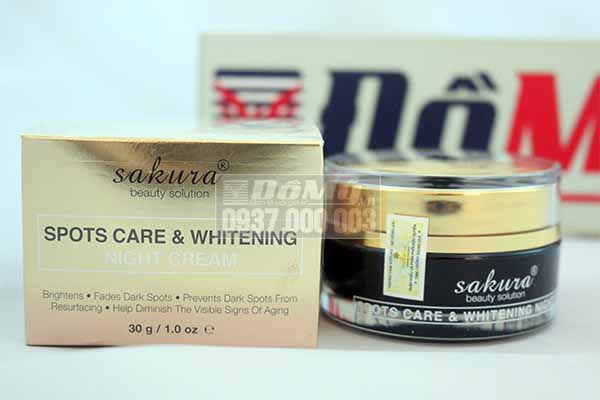 Nước hoa, mỹ phẩm: KEM DƯỠNG BAN ĐÊM TRẮNG DA, GIẢM NÁM SAKURA SPOTS CARE & WHITENING NIGH Sakura-spots-care-whitening