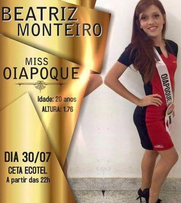 candidatas a miss amapa universo 2016, final 30 de julho. Oiapoque-Beatriz-Monteiro-374x420