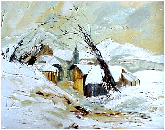 لوحات تشكيلية رائعة للرسامة الفرنسية    Dominique FRÉLy Village_sous_la_neige