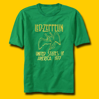 Camisetas de grupos o cantantes que utilizais para conciertos o en vuestra vida diaria. Led_zeppelin_green_l1