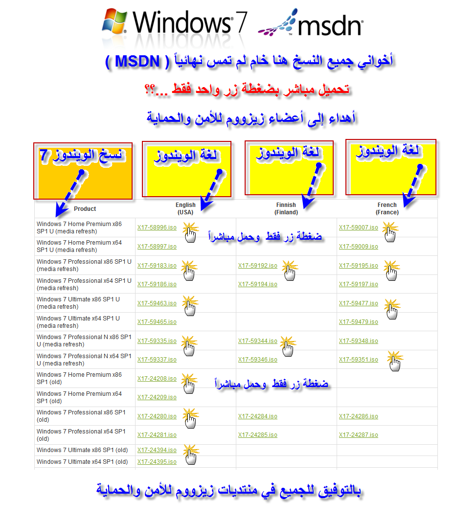 هنا مستودع نسخ ويندوز سـ7ـن الخام -- Windows 7 sp1. 64.bit & 86.bit . ORIGINAL . MSDN Dea58997436b98579c8fc9de2d67d9ce