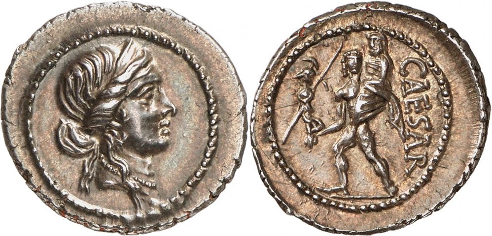 Denario de Julio Cesar. CAESAR. Ceca africana Cr458-1_6500chf