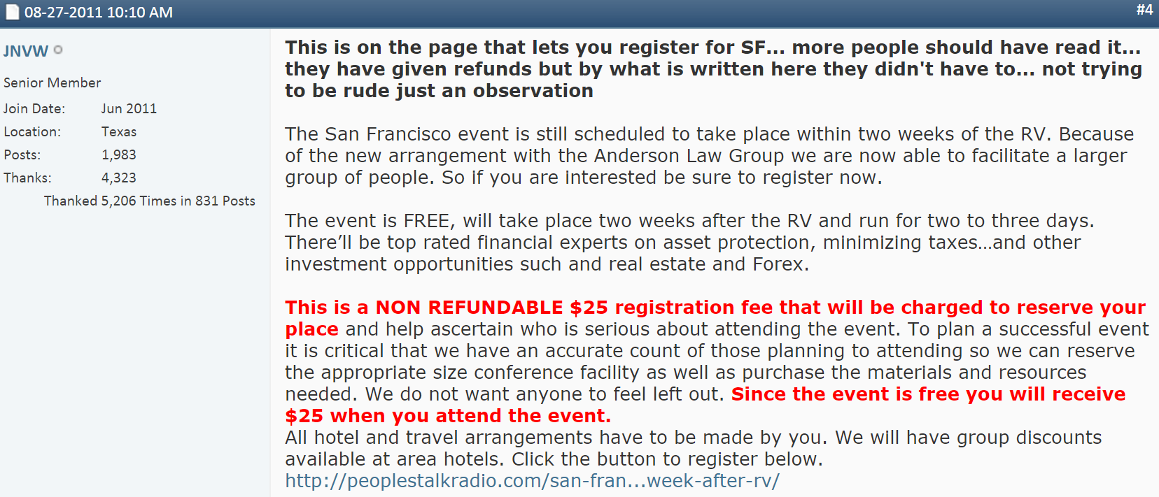 Conspiracy?  In 2008 Before They Were Dinar Gurus - Dan Atkinson and Tony Appeared in Fuel Video - Post RV Non Refundable Tickets Ptr-san-francisco-post-rv