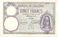 العملات النقدية الورقية الجزائرية 05_algerie_20_francs-1929_1