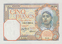 العملات النقدية الورقية الجزائرية 09_algerie_5_francs-1941_1