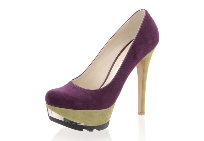 احذية بنات شيك Design-Schuhe-Fersengold-High-Heel-Plateaupumps-Veloursleder-Plateau-gepolstert