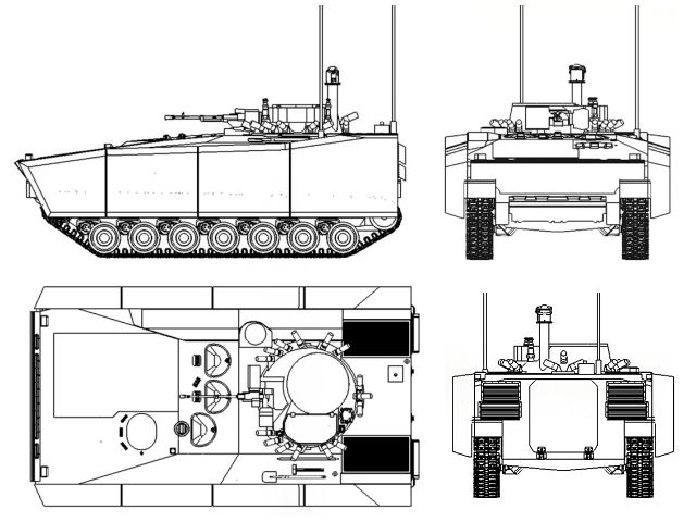 الجيش الروسي يوقع عقدا للحصول على مدرعات Kuragnets 25 الجديده  Kurganets-25_armoured_infantry_fighting_vehicle_Russia_Russian_defense_industry_line_drawing_blueprint_001